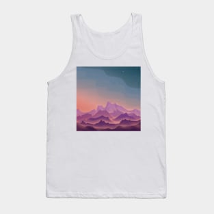 Purple Hills, Minimal Landscape Digital Illustration Tank Top